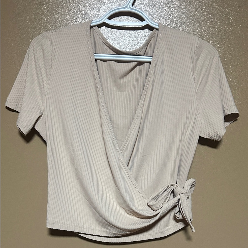 Elegant Beige Wrap Top